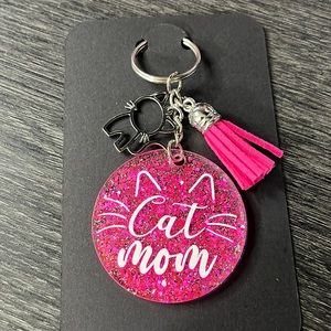 Hand crafted Cat mom keychain